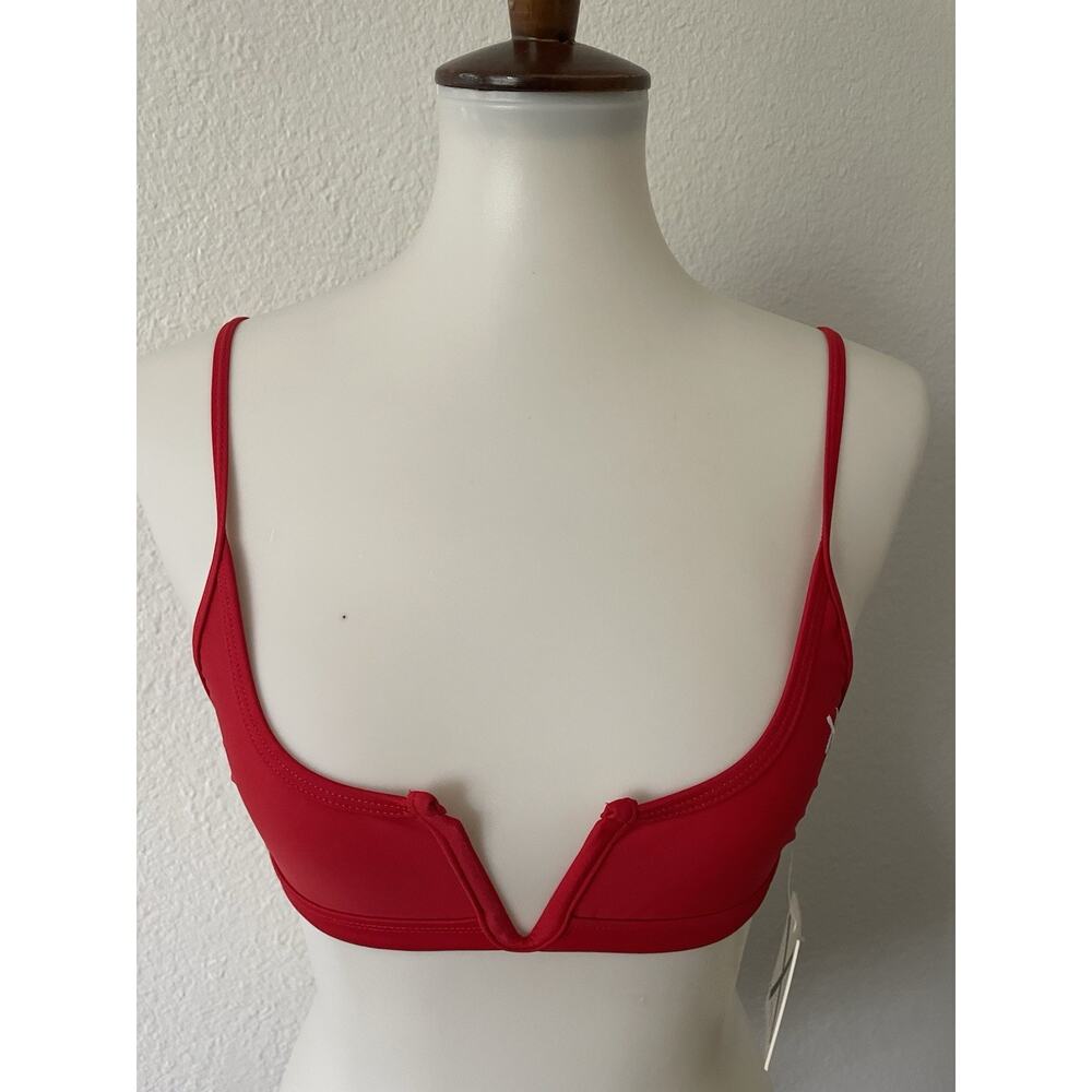 Boutine LA Swim V Cut Bikini Top Swimwear Summer Beach Rose Red